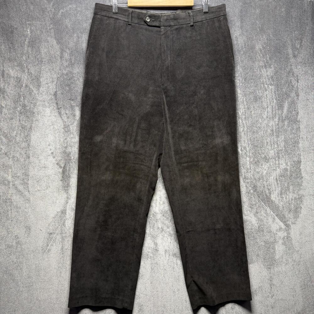 Kenneth Roberts Platinum Dress Pants Mens 36x30 Gray Corduroy Stretch Classic